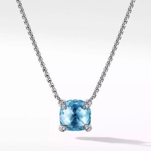 David Yurman Silver Necklace with Blue Gemstone. Blue topaz .